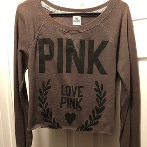 Victoria Secret Pink Size Small Grey Cutoff Cropped Sweatshirt